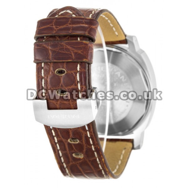 New Swiss Replica Black Dial Panerai Luminor GMT 40MM Watches With Brown Crocodile Leather Strap