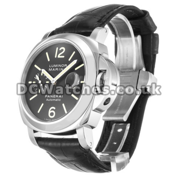 Steel Case Panerai Luminor Marina Replica Watches With Black Dial For Men