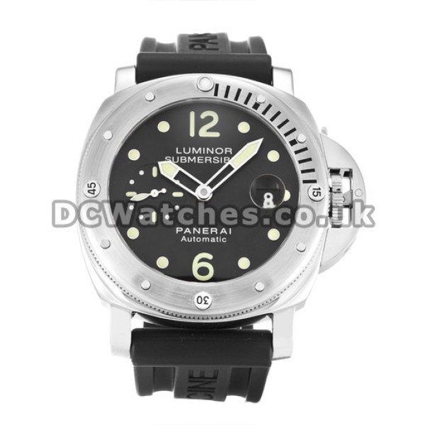 Popular Black Dial Panerai Luminor Submersible Replica Watches With Steel Rotating Bezel