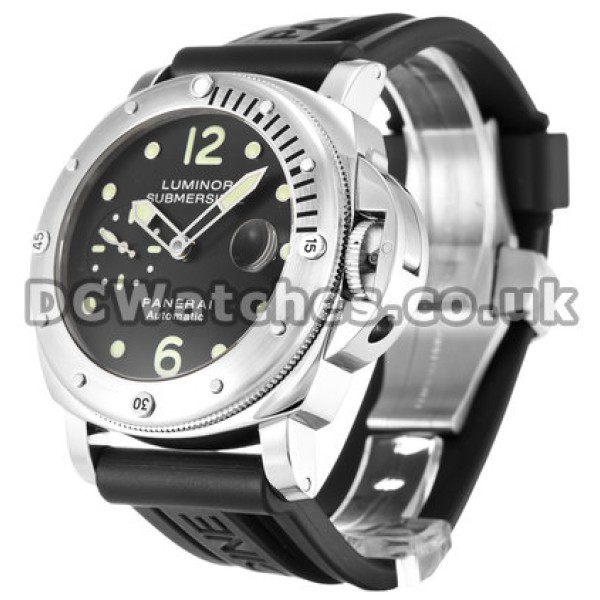 Popular Black Dial Panerai Luminor Submersible Replica Watches With Steel Rotating Bezel