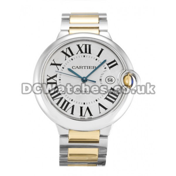 Fake Cartier Ballon Bleu 42MM Steel & White Gold Case Silver Dial Watches