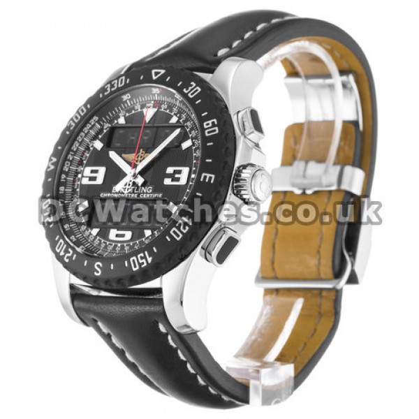 Fake Breitling B1 Airwolf 44MM Steel Case Black Leather Strap Watches
