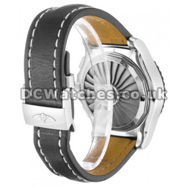 Fake Breitling B1 Airwolf 44MM Steel Case Black Leather Strap Watches