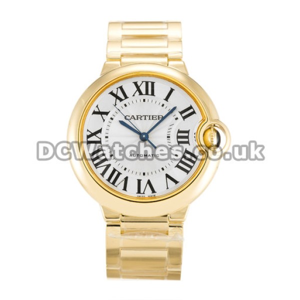 Quality Cartier Ballon Bleu 42MM Yellow Gold Case Silver Dial Copy Watches