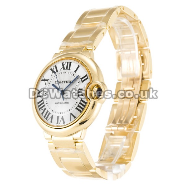 Quality Cartier Ballon Bleu 42MM Yellow Gold Case Silver Dial Copy Watches