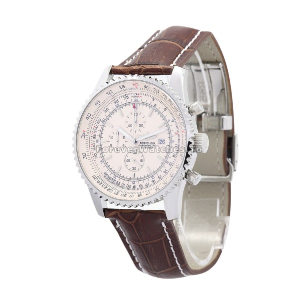 UK Breitling Navitimer World White Dial Replica Watches With Brown Leather Strap