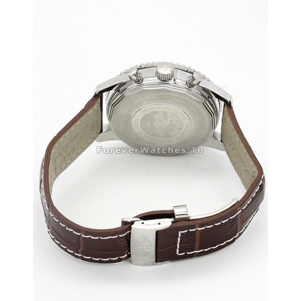 UK Breitling Navitimer World White Dial Replica Watches With Brown Leather Strap