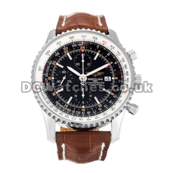 New Black Dial Breitling Navitimer World Replica Watches Sale For UK