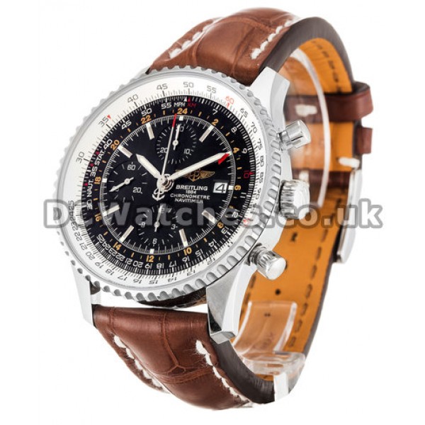 New Black Dial Breitling Navitimer World Replica Watches Sale For UK