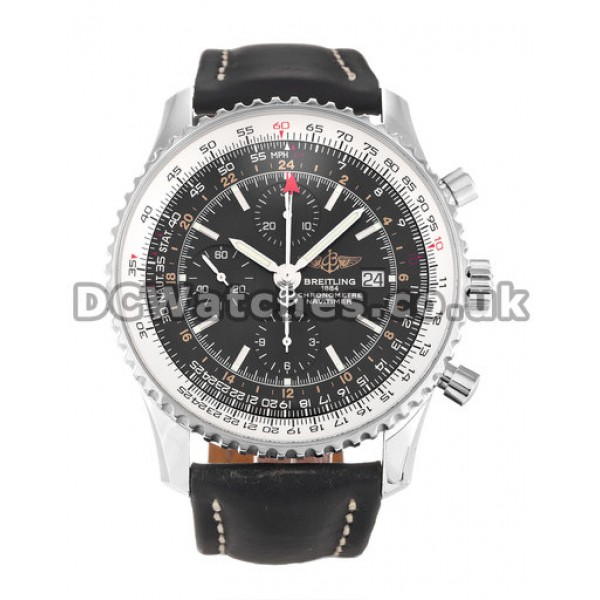 UK Elegant Breitling Black Dial Navitimer World 46MM Replica Watches