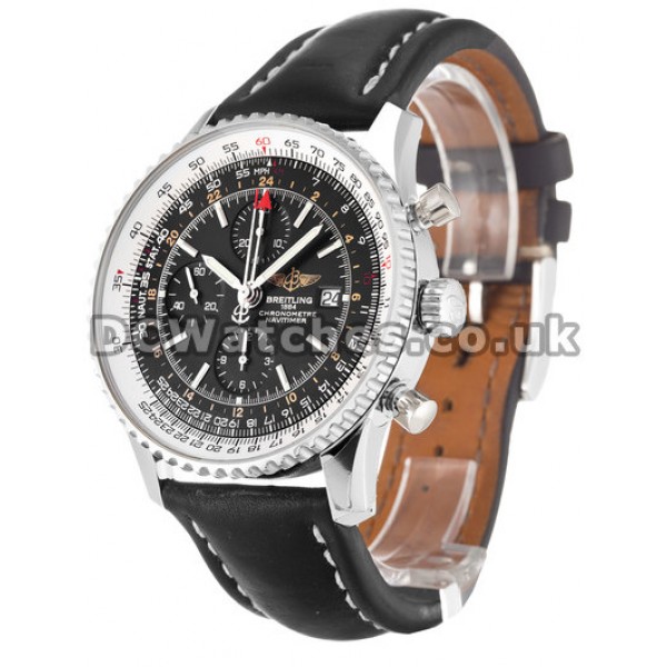 UK Elegant Breitling Black Dial Navitimer World 46MM Replica Watches