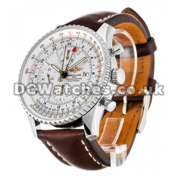 Nice White Dial Breitling Navitimer World 46MM Replica Watches For UK