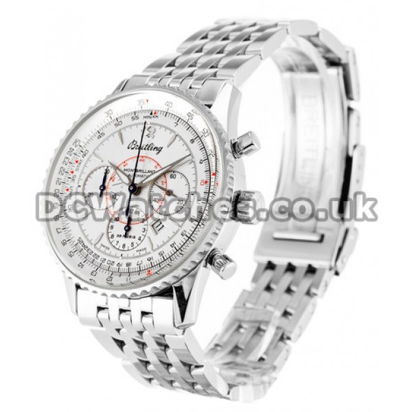 Popular Steel White Breitling Montbrillant 42MM Replica Watches Sale For UK