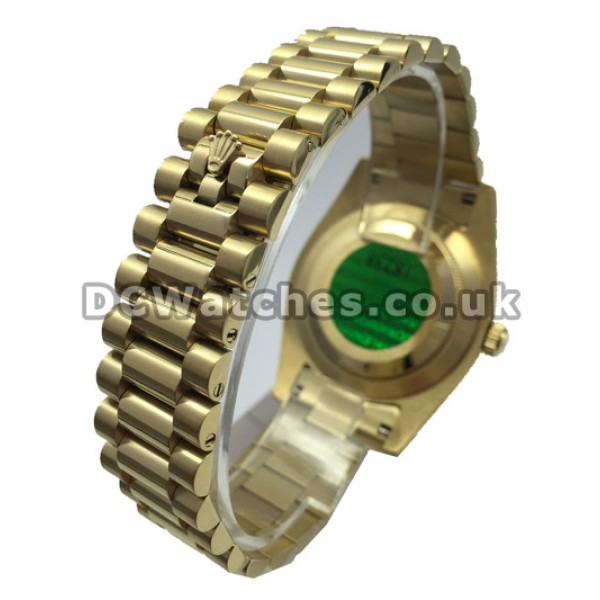 Yellow Gold Rolex Day-Date Replica Watches With Diamonds For Men