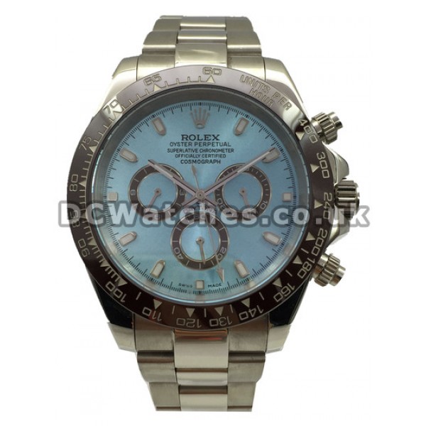 Popular Steel UK Swiss Made Replica Rolex Daytona Pale Blue Dial Replica Watches For Men