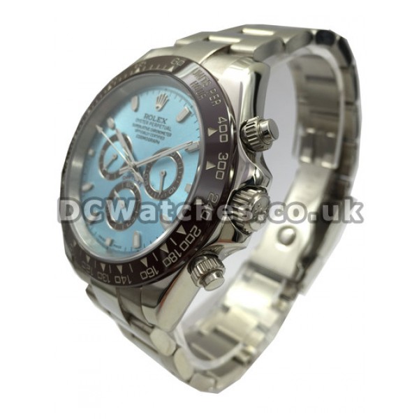 Popular Steel UK Swiss Made Replica Rolex Daytona Pale Blue Dial Replica Watches For Men
