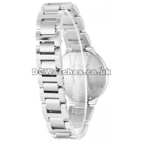 Superior Cartier Ballon Bleu Copy Sivler Dial Blue Hands Steel Bracelet Watches
