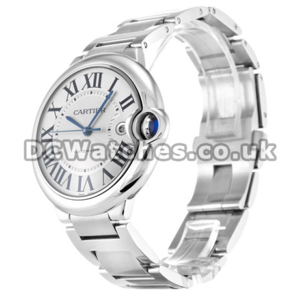 42MM Cartier Ballon Bleu Steel Case Steel Bracelet Replica Watches
