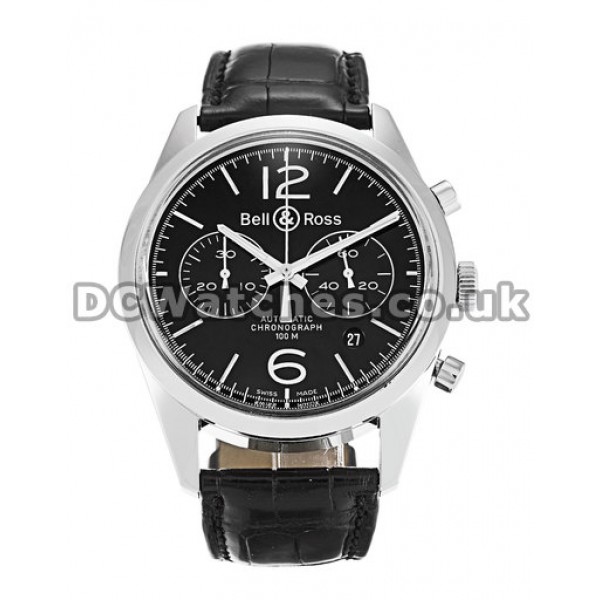 Cheap Bell and Ross Vintage 126 41MM Steel Case Black Baton Dial Replica Watches