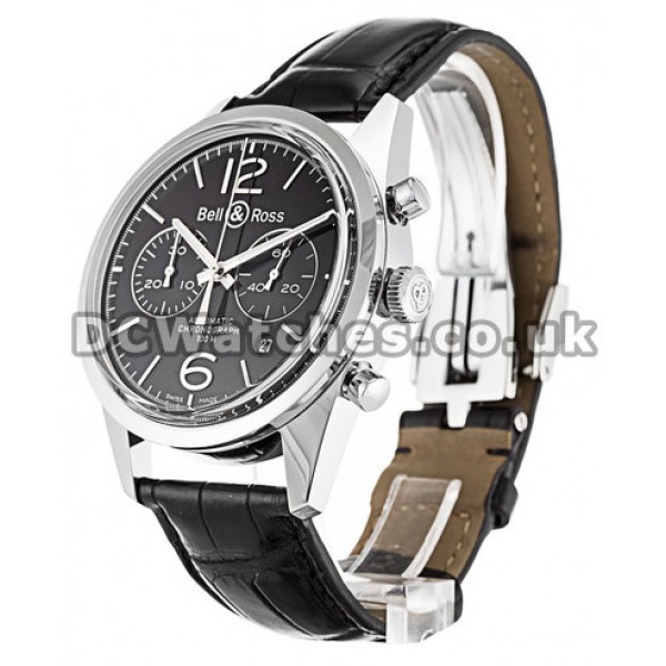 Cheap Bell and Ross Vintage 126 41MM Steel Case Black Baton Dial Replica Watches