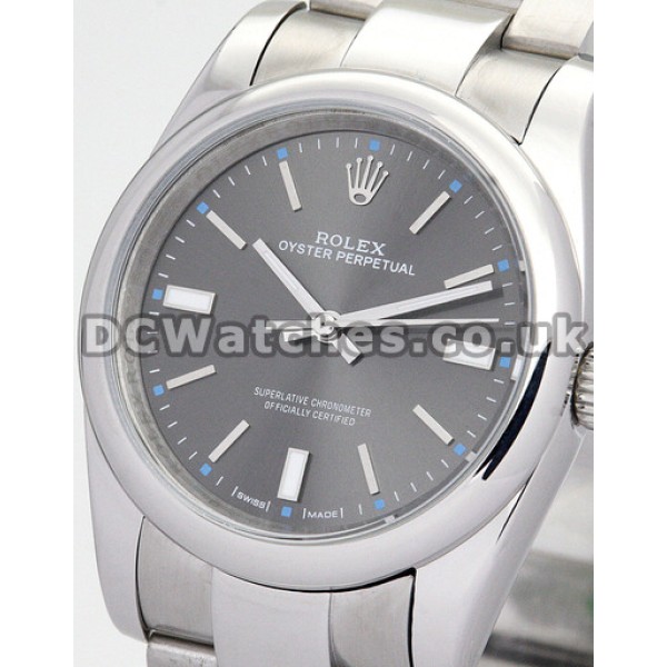 Nice Rolex Oyster Perpetual Dark Rhodium Dial Replica Watches For Women