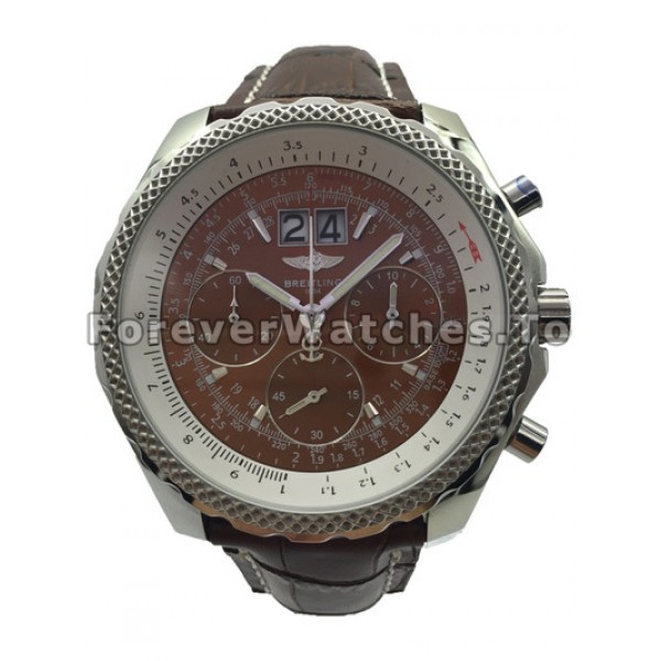 Fake Breitling Bentley 6.75 Brown Dial Brown Leather Strap Watches