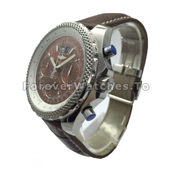 Fake Breitling Bentley 6.75 Brown Dial Brown Leather Strap Watches