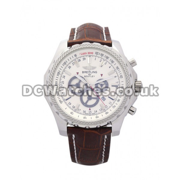Cheap Breitling Bentley GT Burgundy Crocodile Strap White Dial Copy Watches