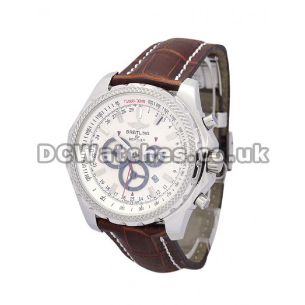 Cheap Breitling Bentley GT Burgundy Crocodile Strap White Dial Copy Watches