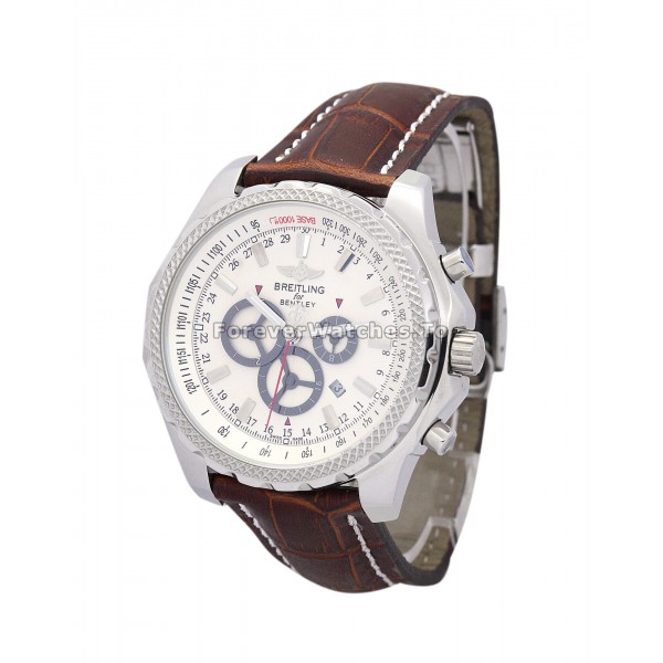 Cheap Breitling Bentley GT Burgundy Crocodile Strap White Dial Copy Watches