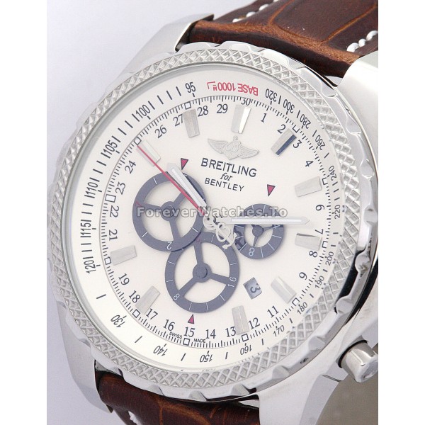Cheap Breitling Bentley GT Burgundy Crocodile Strap White Dial Copy Watches