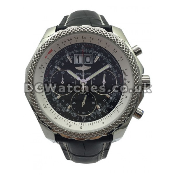 Perfect Breitling Bentley 6.75 Black Dial Black Leather Strap Quartz Copy Watches
