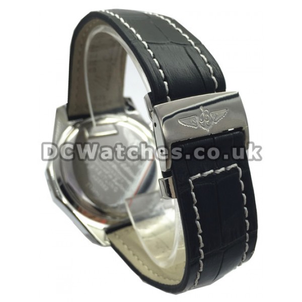 Perfect Breitling Bentley 6.75 Black Dial Black Leather Strap Quartz Copy Watches