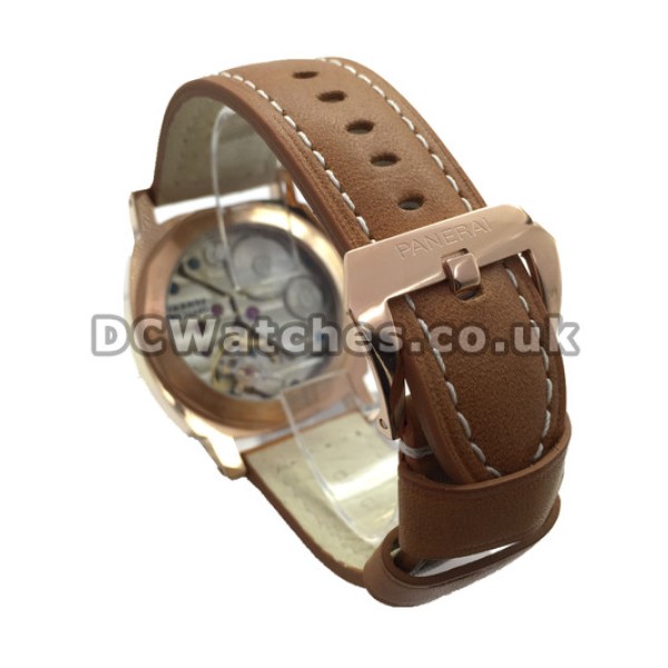 Elegant Rose Gold Panerai Luminor Base Black Dial Replica Watches For Men