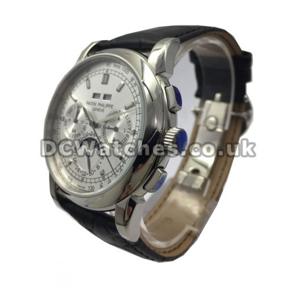 Functional Stainless Steel Patek Philippe Complications White Dial Replica Watches For Men