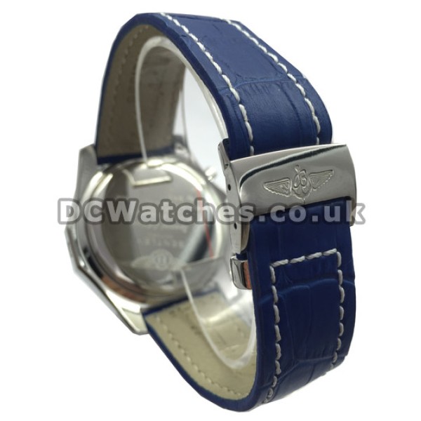 48.8MM Breitling Bentley 6.75 Fake Blue Dial Blue Leather Strap Watches