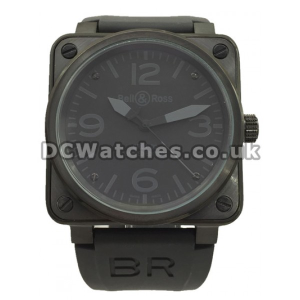 Fake Bell and Ross BR01-92 46MM Carbon & Steel Case Black Rubber Strap Watches