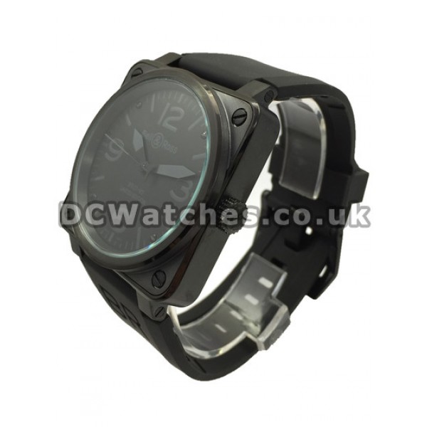 Fake Bell and Ross BR01-92 46MM Carbon & Steel Case Black Rubber Strap Watches
