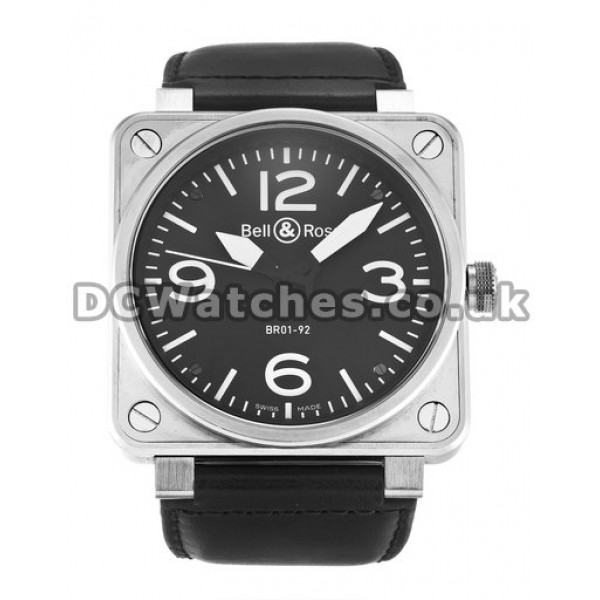 Cheap Replica Bell and Ross BR01-92 Black Quarter Arabic Black Leather Strap Watches