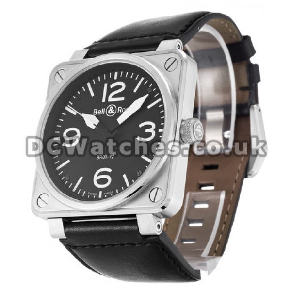 Cheap Replica Bell and Ross BR01-92 Black Quarter Arabic Black Leather Strap Watches