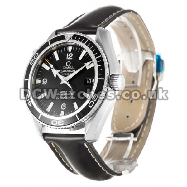 Best Steel Black Dial Omega Planet Ocean 45MM Replica Watches Sale For UK