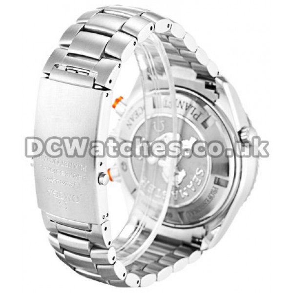 Attractive Black Dial Omega Planet Ocean Replica Watches For Men With Orange Bezel