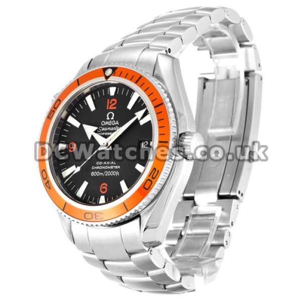 Pretty Black Dial Omega Planet Ocean 45MM Orange Bezel Replica Watches For Men