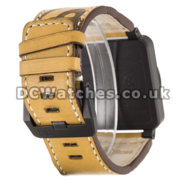 Top Bell and Ross BR03-92 Replica Tan Leather Strap Black Quarter Arabic Dial Watches