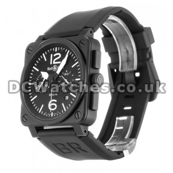 Swiss Bell and Ross BR03-94 Chronograph 42MM Carbon & Steel Case Black Baton Dial Copy Watches