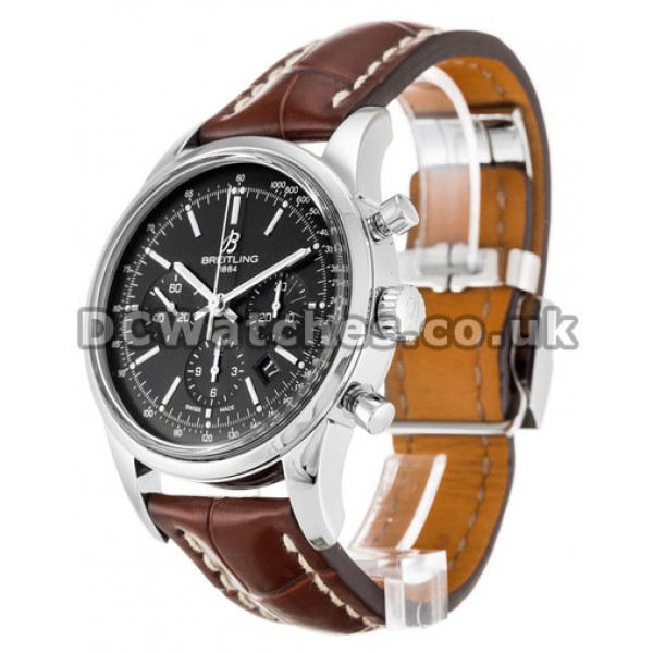 Copy Breitling Transocean Chronograph 43MM Steel Case Black Baton Dial Watches