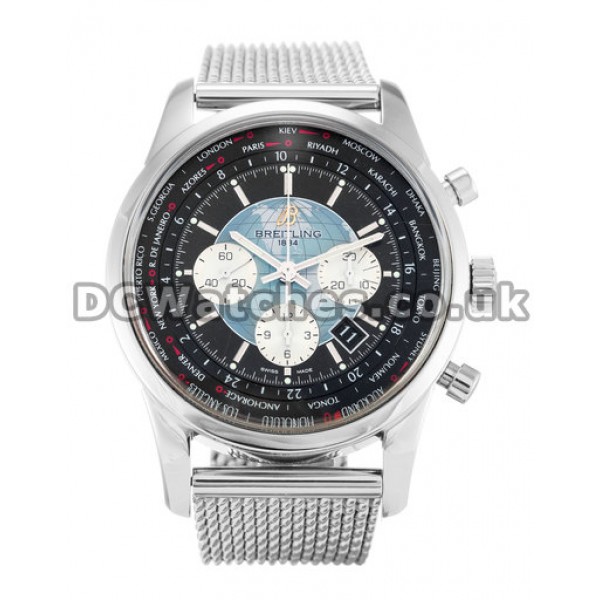 Replica Breitling Transocean Chronograph Black Baton Dial Steel Bracelet Watches