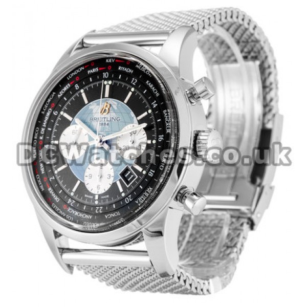 Replica Breitling Transocean Chronograph Black Baton Dial Steel Bracelet Watches