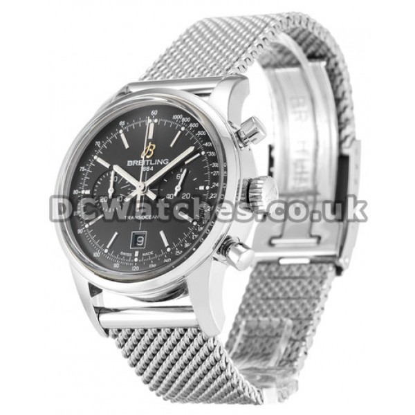 Cheap Breitling Transocean Chronograph Black Baton Dial Ocean Classic Steel Bracelet Replica Watches