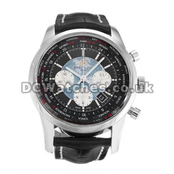 Best Copy Breitling Transocean Chronograph Black Crocodile Strap Black Baton Dial Watches